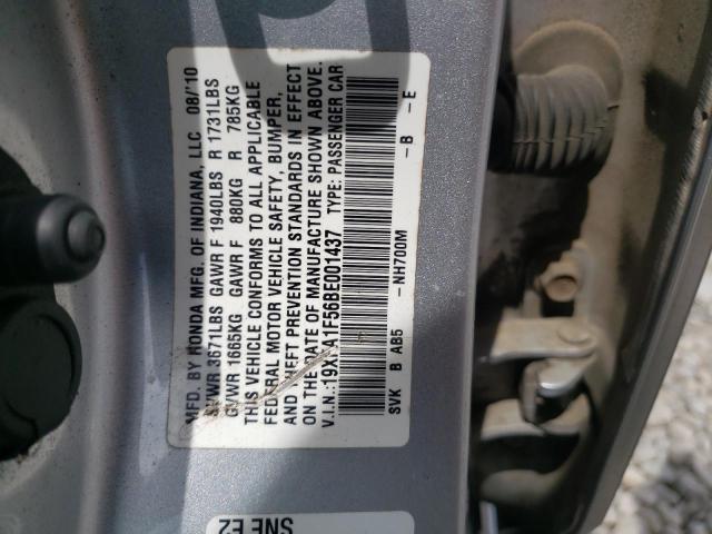 Photo 10 from auction – 2011 HONDA CIVIC LX with VIN 19XFA1F56BE001437