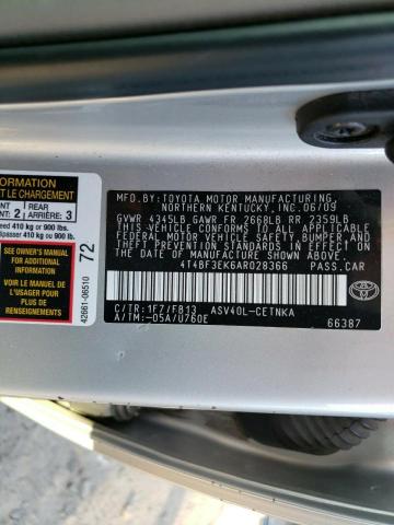Фото 10 с аукциона – 2010 TOYOTA CAMRY BASE с VIN 4T4BF3EK6AR028366