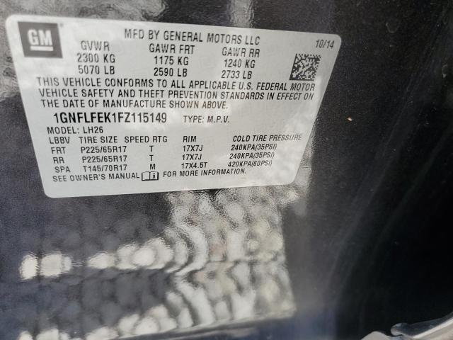 Photo 10 from auction – 2015 CHEVROLET EQUINOX LT with VIN 1GNFLFEK1FZ115149