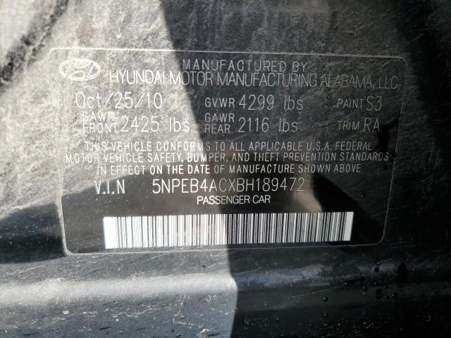 Photo 10 from auction – 2011 HYUNDAI SONATA GLS with VIN 5NPEB4ACXBH189472