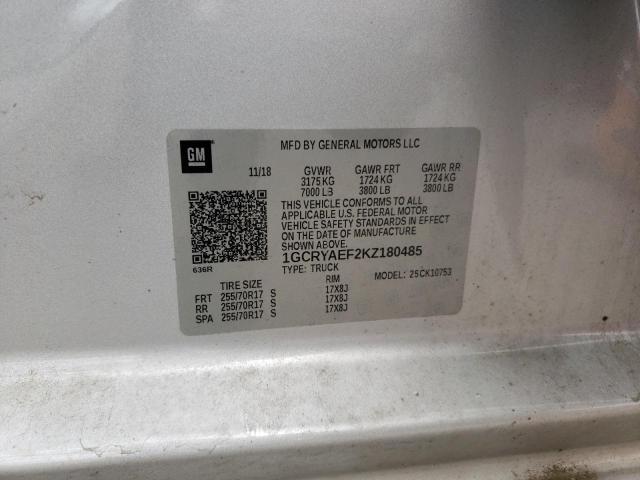 Photo 10 from auction – 2019 CHEVROLET SILVERADO with VIN 1GCRYAEF2KZ180485