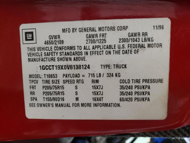 Photo 10 from auction – 1997 CHEVROLET S10 with VIN 1GCCT19X0V8138124