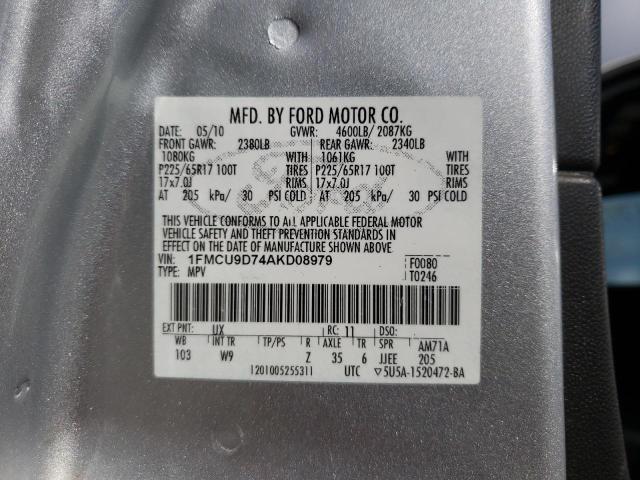 Photo 10 from auction – 2010 FORD ESCAPE XLT with VIN 1FMCU9D74AKD08979