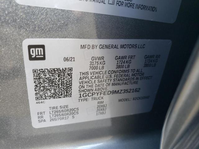 Photo 10 from auction – 2021 CHEVROLET SILVERADO with VIN 1GCPYFED9MZ352162