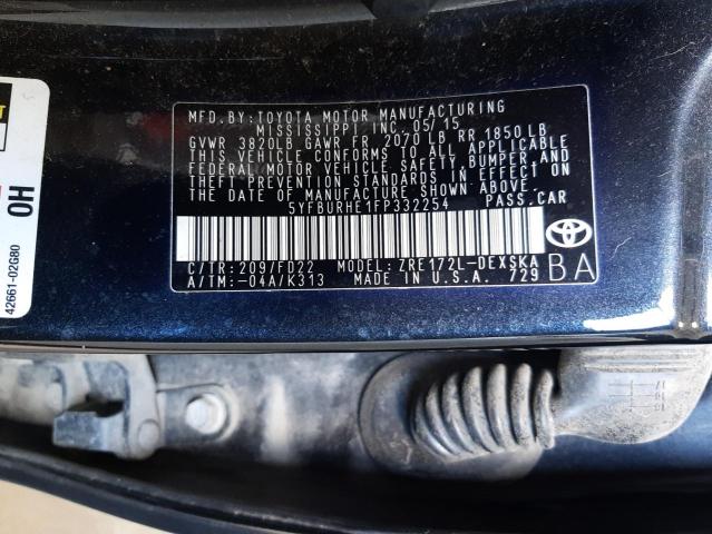 Photo 10 from auction – 2015 TOYOTA COROLLA L with VIN 5YFBURHE1FP332254