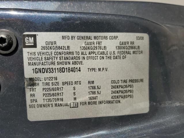 Photo 10 from auction – 2008 CHEVROLET UPLANDER L with VIN 1GNDV33118D184014