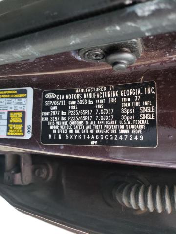 Photo 9 from auction – 2012 KIA SORENTO BA with VIN 5XYKT4A69CG247249