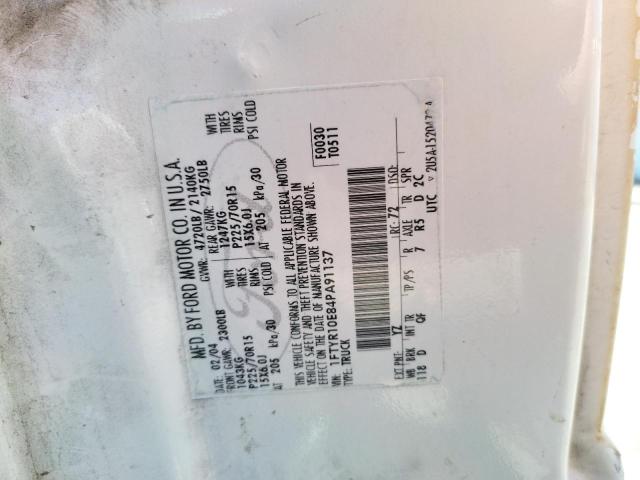 Photo 10 from auction – 2004 FORD RANGER with VIN 1FTYR10E84PA91137