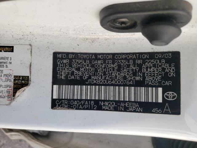 Photo 10 from auction – 2004 TOYOTA PRIUS with VIN JTDKB20U640007641