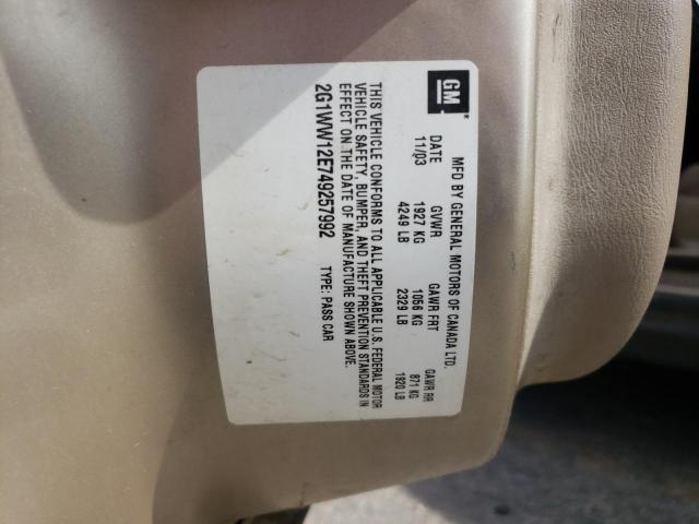 Photo 10 from auction – 2004 CHEVROLET MONTE CARL with VIN 2G1WW12E749257992