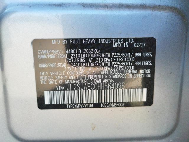 Photo 10 from auction – 2017 SUBARU FORESTER 2 with VIN JF2SJAEC0HH564096
