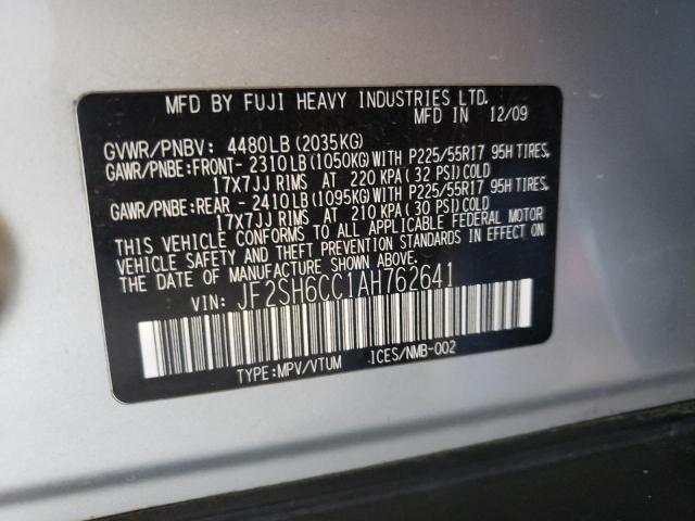 Photo 10 from auction – 2010 SUBARU FORESTER 2 with VIN JF2SH6CC1AH762641