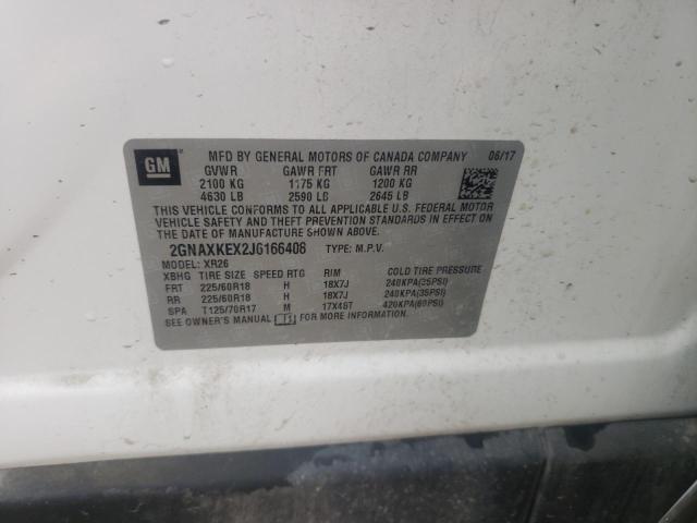 Photo 10 from auction – 2018 CHEVROLET EQUINOX LT with VIN 2GNAXKEX2J6166408