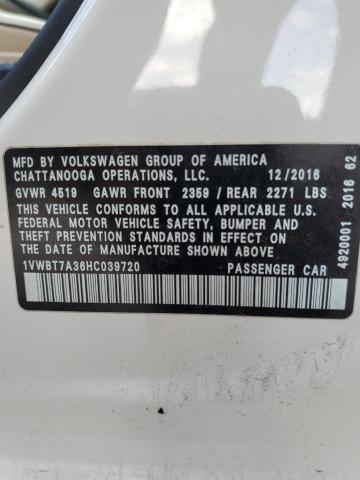 Photo 10 from auction – 2017 VOLKSWAGEN PASSAT SE with VIN 1VWBT7A36HC039720