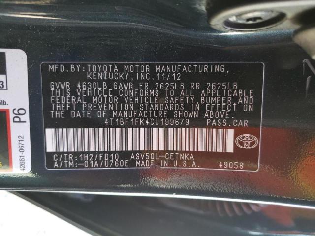 Photo 10 from auction – 2012 TOYOTA CAMRY BASE with VIN 4T1BF1FK4CU199679