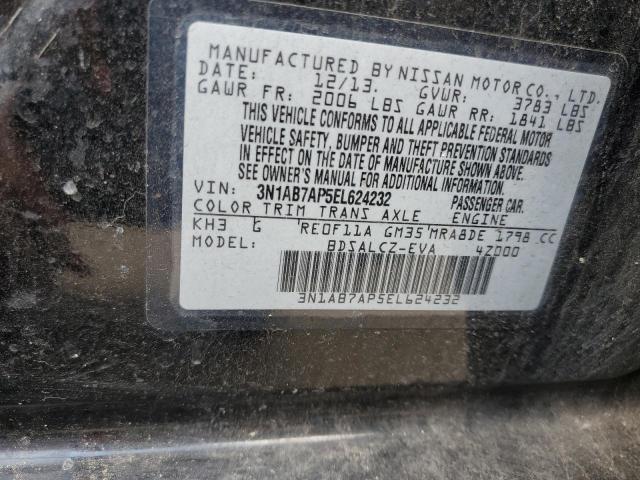 Photo 10 from auction – 2014 NISSAN SENTRA S with VIN 3N1AB7AP5EL624232