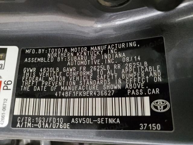 Photo 10 from auction – 2014 TOYOTA CAMRY L with VIN 4T4BF1FK9ER436627