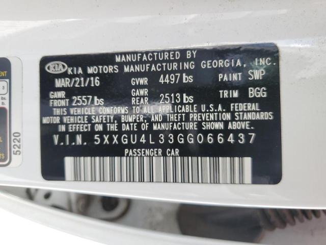Photo 10 from auction – 2016 KIA OPTIMA EX with VIN 5XXGU4L33GG066437
