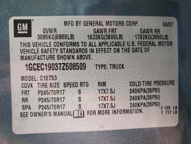 Photo 10 from auction – 2007 CHEVROLET SILVERADO with VIN 1GCEC19037Z608509