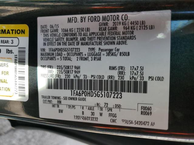 Photo 10 from auction – 2016 FORD FUSION SE with VIN 1FA6P0HD5G5107223