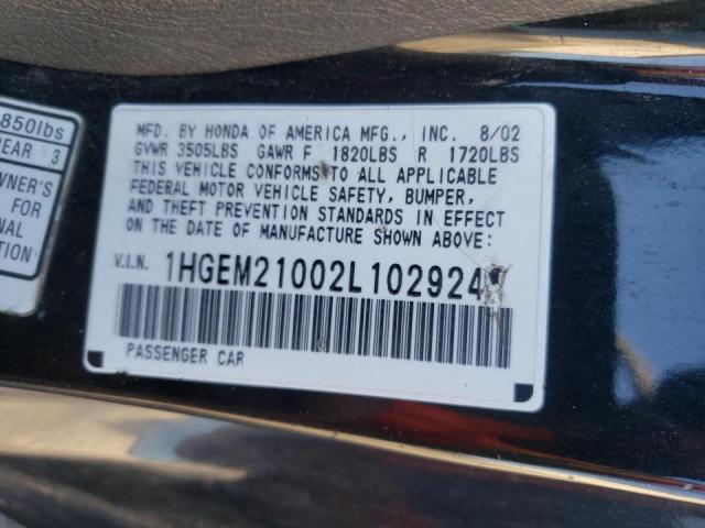 Photo 10 from auction – 2002 HONDA CIVIC with VIN 1HGEM21002L102924