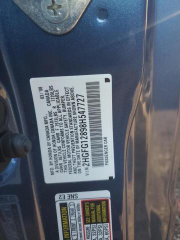 Photo 10 from auction – 2008 HONDA CIVIC EX with VIN 2HGFG12898H547727