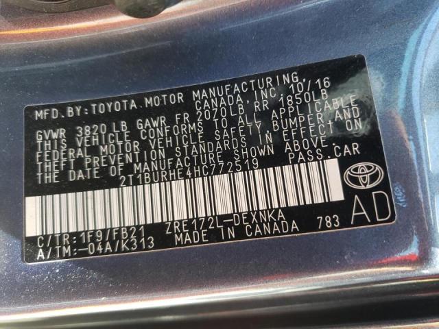 Photo 10 from auction – 2017 TOYOTA COROLLA L with VIN 2T1BURHE4HC772519