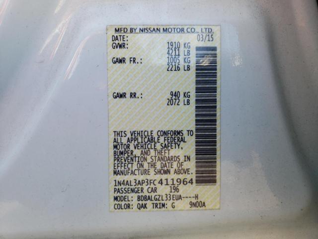 Photo 10 from auction – 2015 NISSAN ALTIMA 2.5 with VIN 1N4AL3AP3FC411964
