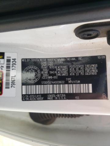 Photo 10 from auction – 2010 TOYOTA SEQUOIA PL with VIN 5TDDY5G14AS028632