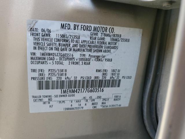 Photo 10 from auction – 2007 MERCURY MONTEGO PR with VIN 1MEHM42177G603516