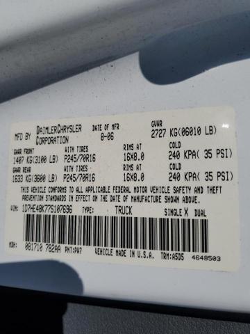 Photo 10 from auction – 2007 DODGE DAKOTA QUA with VIN 1D7HE48K77S107696