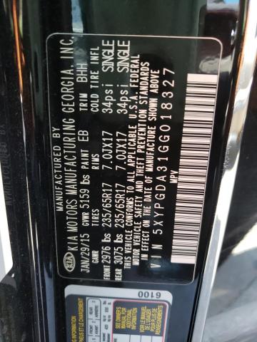 Photo 10 from auction – 2016 KIA SORENTO LX with VIN 5XYPGDA31GG018327