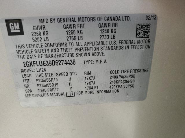 Photo 10 from auction – 2013 GMC TERRAIN SL with VIN 2GKFLUE39D6274438