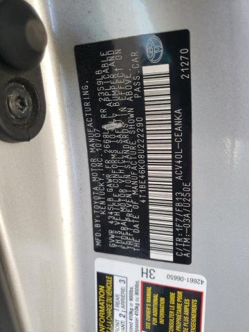 Photo 10 from auction – 2008 TOYOTA CAMRY CE with VIN 4T1BE46K08U222290