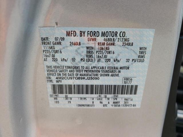 Photo 10 from auction – 2009 MERCURY MARINER PR with VIN 4M2CU97G89KJ25090