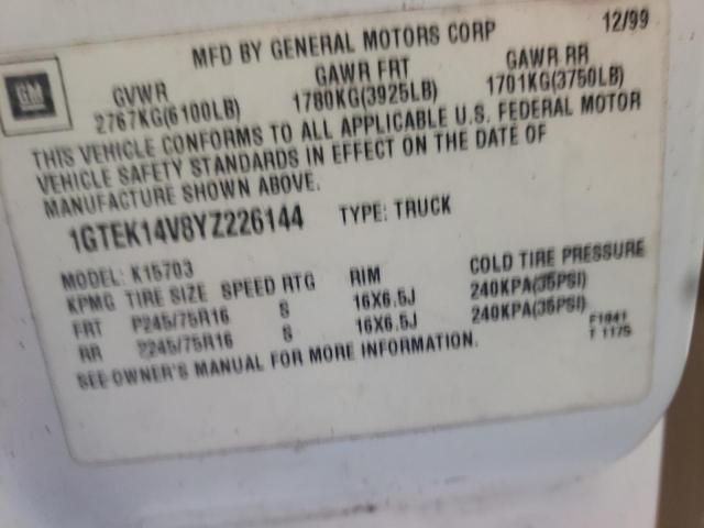 Photo 10 from auction – 2000 GMC NEW SIERRA with VIN 1GTEK14V8YZ226144