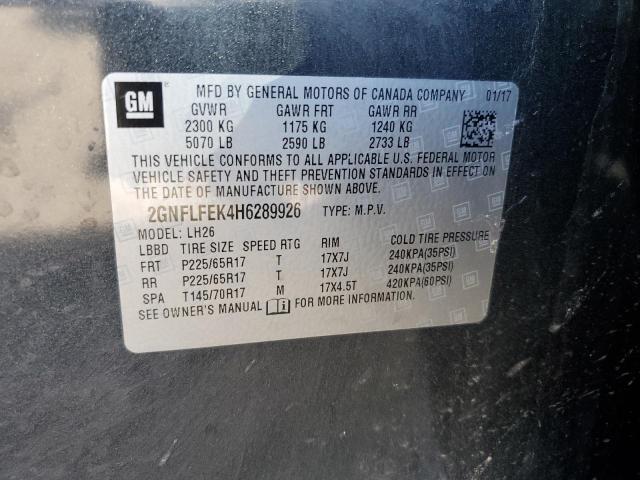 Photo 10 from auction – 2017 CHEVROLET EQUINOX LT with VIN 2GNFLFEK4H6289926