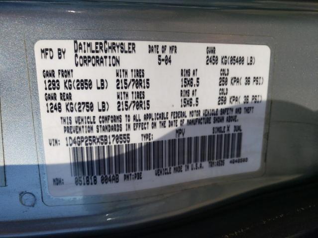 Photo 10 from auction – 2005 DODGE CARAVAN SE with VIN 1D4GP25RX5B170555