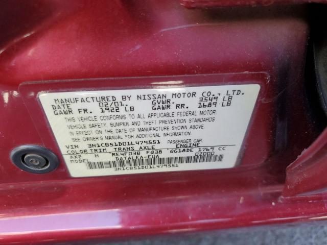 Photo 10 from auction – 2001 NISSAN SENTRA with VIN 3N1CB51D01L479551