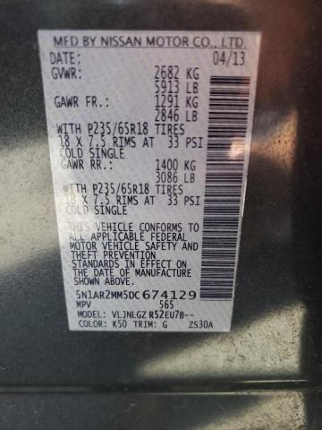 Photo 10 from auction – 2013 NISSAN PATHFINDER with VIN 5N1AR2MM5DC674129
