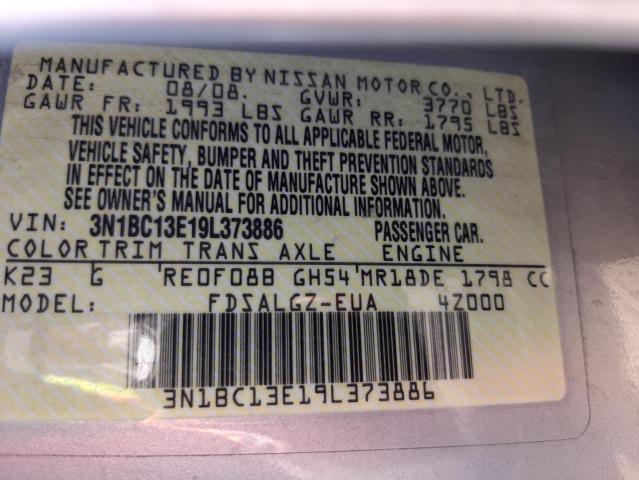 Photo 10 from auction – 2009 NISSAN VERSA S with VIN 3N1BC13E19L373886
