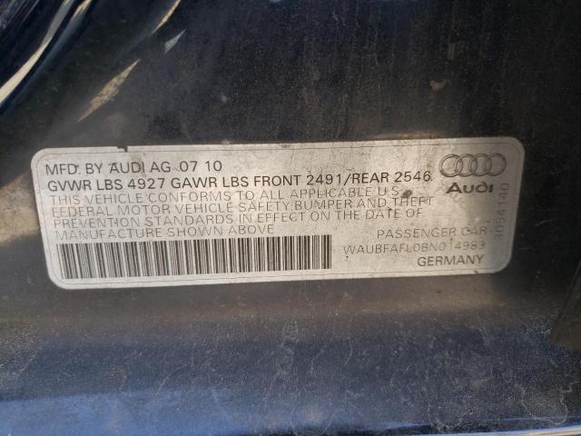 Photo 10 from auction – 2011 AUDI A4 PREMIUM with VIN WAUBFAFL0BN014983