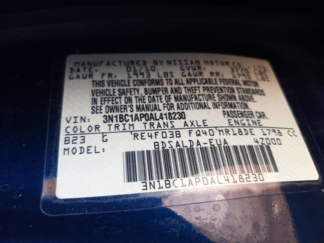 Photo 10 from auction – 2010 NISSAN VERSA S with VIN 3N1BC1AP0AL418230