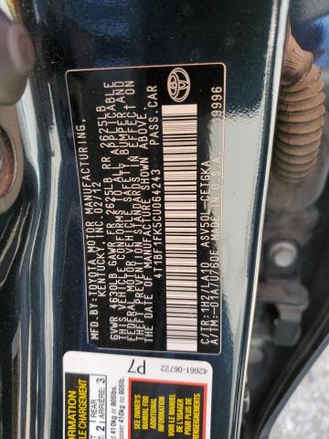 Foto 10 de la subasta – 2012 TOYOTA CAMRY BASE con VIN 4T1BF1FK5CU064243