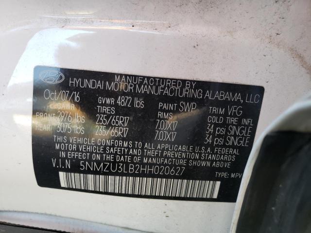 Photo 10 from auction – 2017 HYUNDAI SANTA FE S with VIN 5NMZU3LB2HH020627