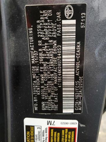 Photo 10 from auction – 2008 TOYOTA CAMRY CE with VIN 4T1BE46K08U764053