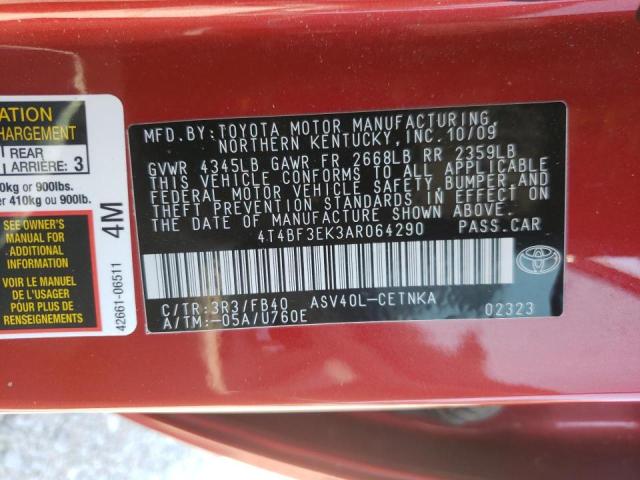 Photo 10 from auction – 2010 TOYOTA CAMRY BASE with VIN 4T4BF3EK3AR064290