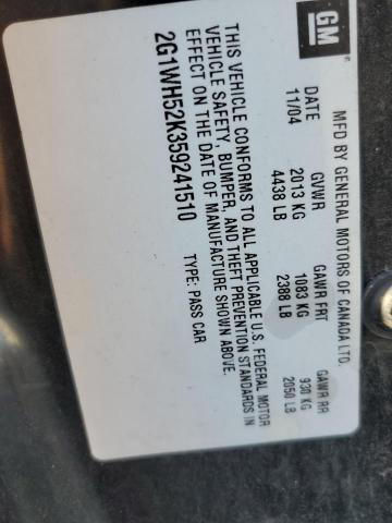 Photo 10 from auction – 2005 CHEVROLET IMPALA LS with VIN 2G1WH52K359241510