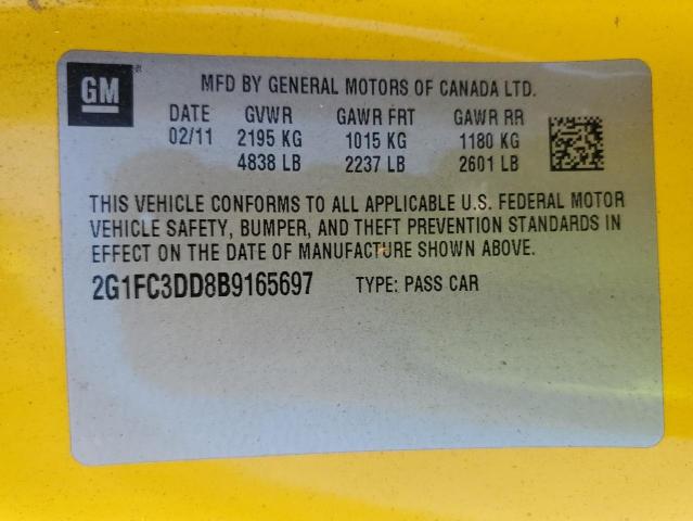 Photo 10 from auction – 2011 CHEVROLET CAMARO LT with VIN 2G1FC3DD8B9165697