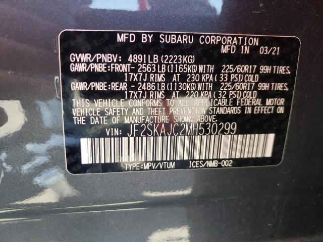 Photo 10 from auction – 2021 SUBARU FORESTER P with VIN JF2SKAJC2MH530299